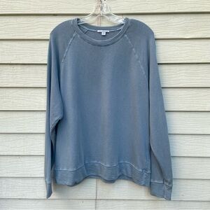 James Perse Blue Raglan Sleeve Crewneck Sweater Relaxed Fit